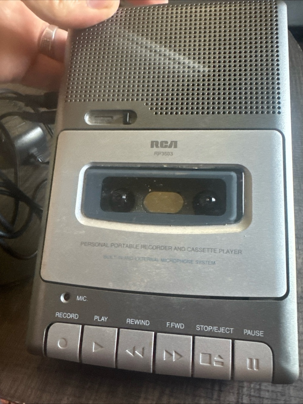 RCA RP3503A Portable Cassette Recorder Player W/ Power Cord UnTested 2 Mics